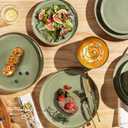 TheTerra Ceramic Dinnerware Sets for 6, 18 Pieces Porcelain Lightweight Plates and Bowls Sets, Scratch Resistant Dish Set, Oven & Microwave & Dishwasher Safe, Sage Umber