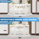 Cut-Out Design 23" Dog Gate Retractable Stair Gate Foldable Puppy Gate Indoor - Freestanding Lightweight Pet Barrier for Doorways, Stairs, Hallways (Extends to 41", White)