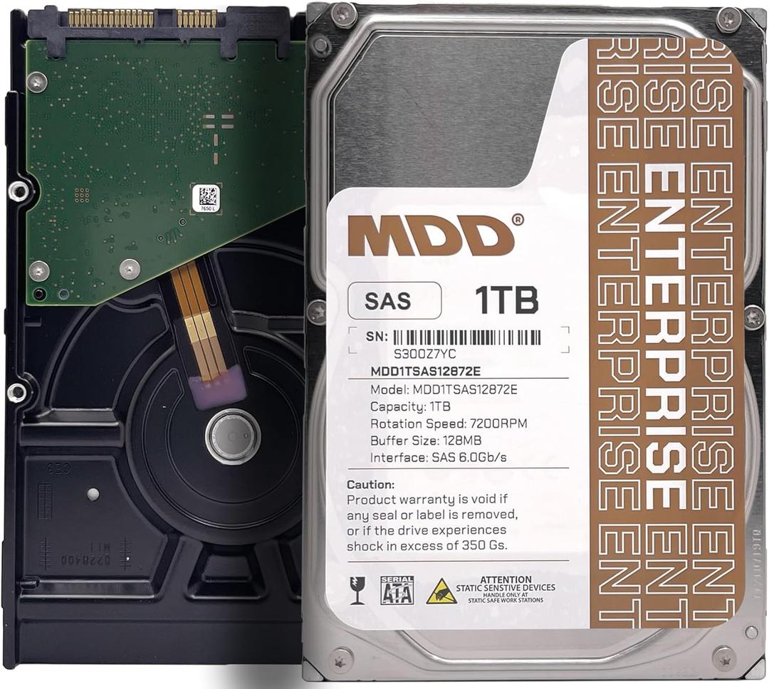 MDD MAXDIGITALDATA 1TB 7200RPM 128MB Cache SAS 6Gb/s 3.5inch Internal Enterprise Hard Drive (MD1TSAS12872E) - [ NOT a SATA HDD ]