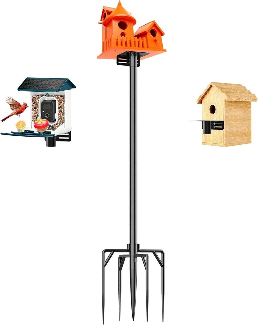 Bird House Pole Stand 80", Dia 1 Inch Smart Bird Feeder Pole, Feeding Station for Outdoors Heavy Duty, Compatible Post Mount
