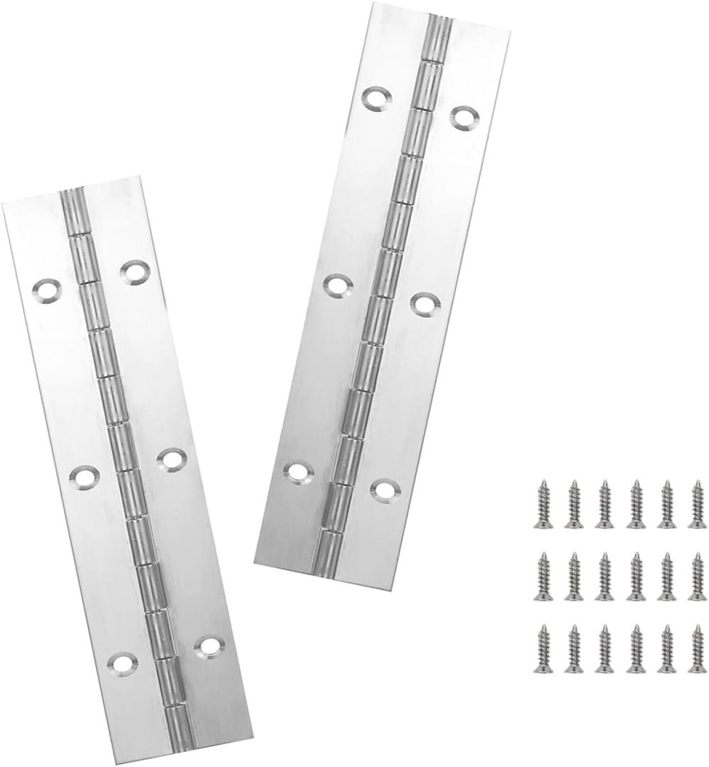 2PCS Silver 6-Inch Heavy Duty Stainless Steel Piano Hinge,2" Open Width Continuous Piano Hinges for Wood Furniture Tool,Piano Cabinets, Includes Pre-Drilled Holes and Screws.