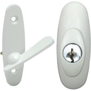 Gliding Patio Door Keyed Lock Assembly & Thumb Latch Compatible with Andersen Tribeca Style OEM Part #2573068, #2573078 & #2573609, 2-9/16" Hole Centers, Non-Handed, White Diecast