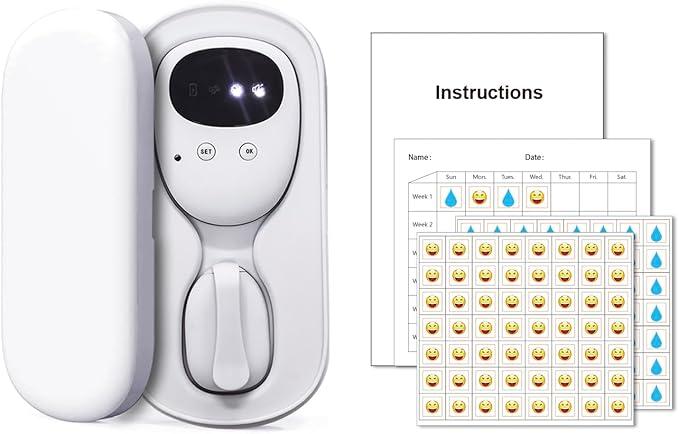 Wireless Bedwetting Alarm for Boys and Girls, USB Rechargeable, Pee Alarm, White