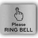 Please Ring Bell Sign Adhesive Sticker Notice, SILVER/GOLD/BLACK engraved with Universal Icon Symbol and Text (Size 11cm x 9cm). Waterproof and Durable.