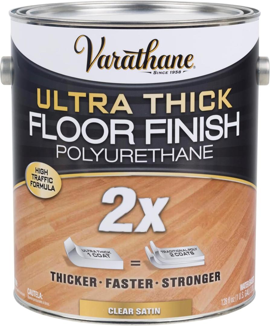 Varathane 298274 Ultra Thick Floor Finish Polyurethane, Gallon, Satin Clear (Gallon (Pack of 1))