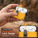 Inesore Compatible with AirPods Pro 3 Generation Case,Secure Lock & Phone Stand Design,Compatible with MagSafe,Automatic Snap Switch Secure Cover for New AirPods Pro 3rd (2025)-Yellow