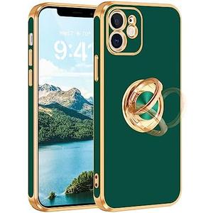 Fingic for iPhone 11 Case,Phone Cases for iPhone 11,[with 360° Rotatable Ring Holder]Magnetic Kickstand [Shiny Plating Gold Edge] Slim Soft TPU Shockproof Protective Cover Case for Men Boys, Army Green