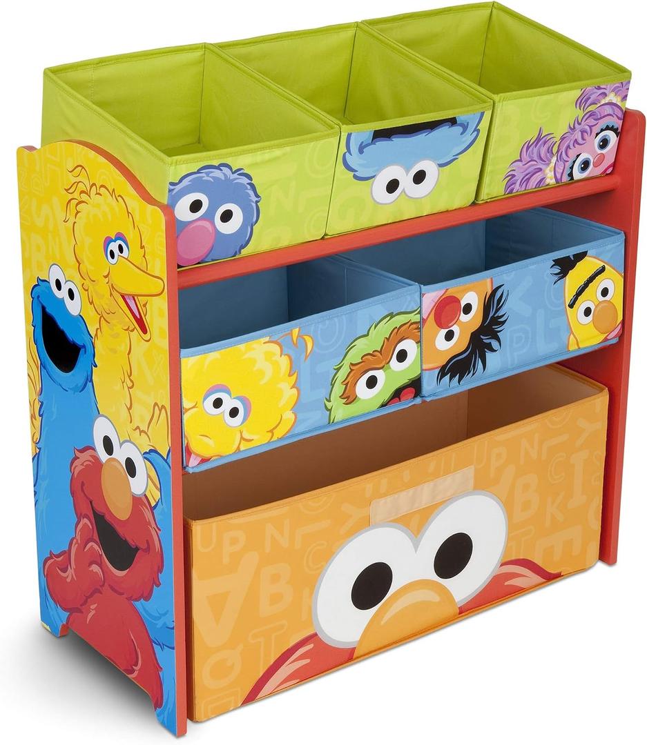 Sesame Street 6 Bin Design and Store Toy Organizer by Delta Children, 24.61x11.81x26.57 Inch