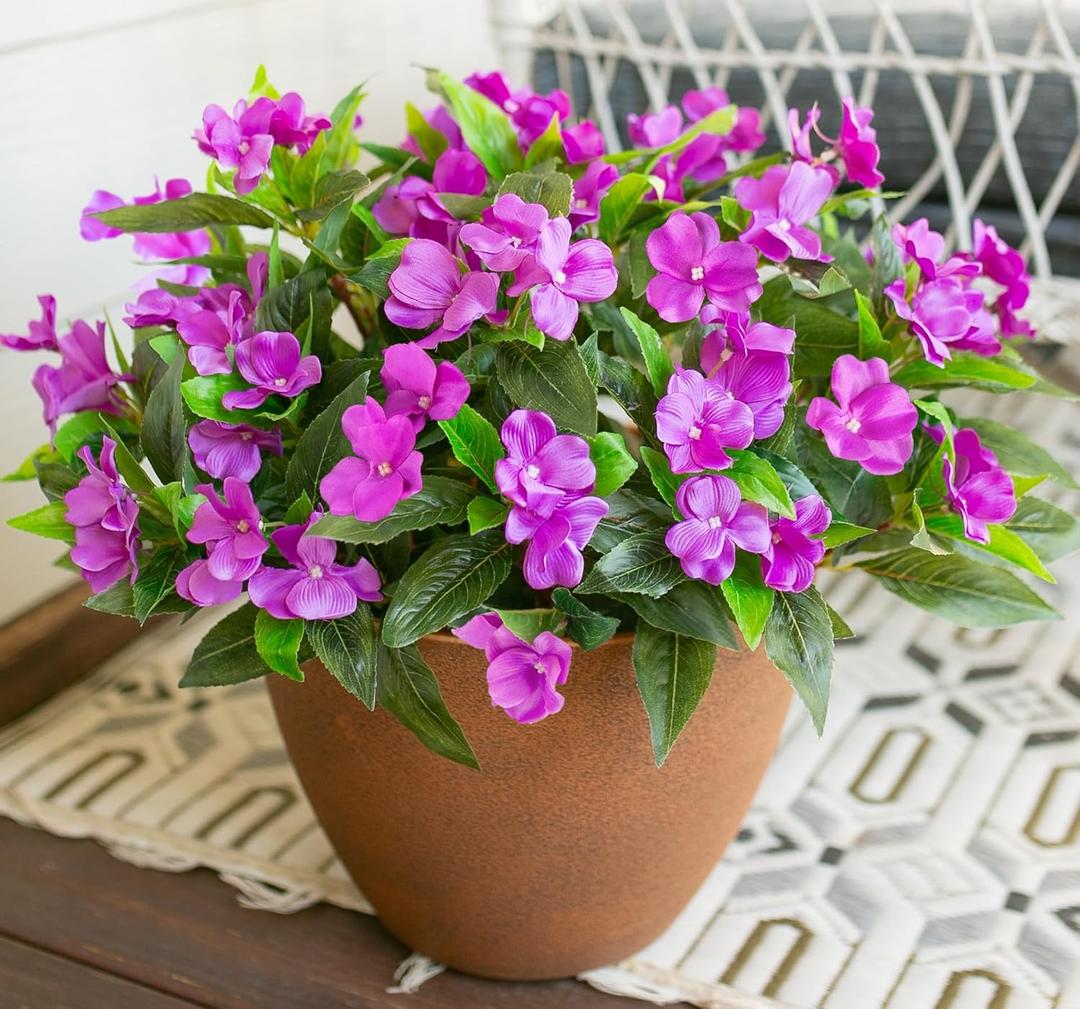 HyeFlora Artificial Fake Fall Flowers Plants Outdoor,3 PCS 7 Branches Artificial Impatiens Flowers for Outside,Faux Impatiens Bouquet Silk Greenery Plants for Balcony Garden Window Box Home Decor HyeFlora Artificial Fake Fall Flowers Plants Outdoor,3 PCS 7 Branches Artificial Impatiens Flowers for Outside,Faux Impatiens Bouquet Silk Greenery Plants for Balcony Garden Window Box Home Decor