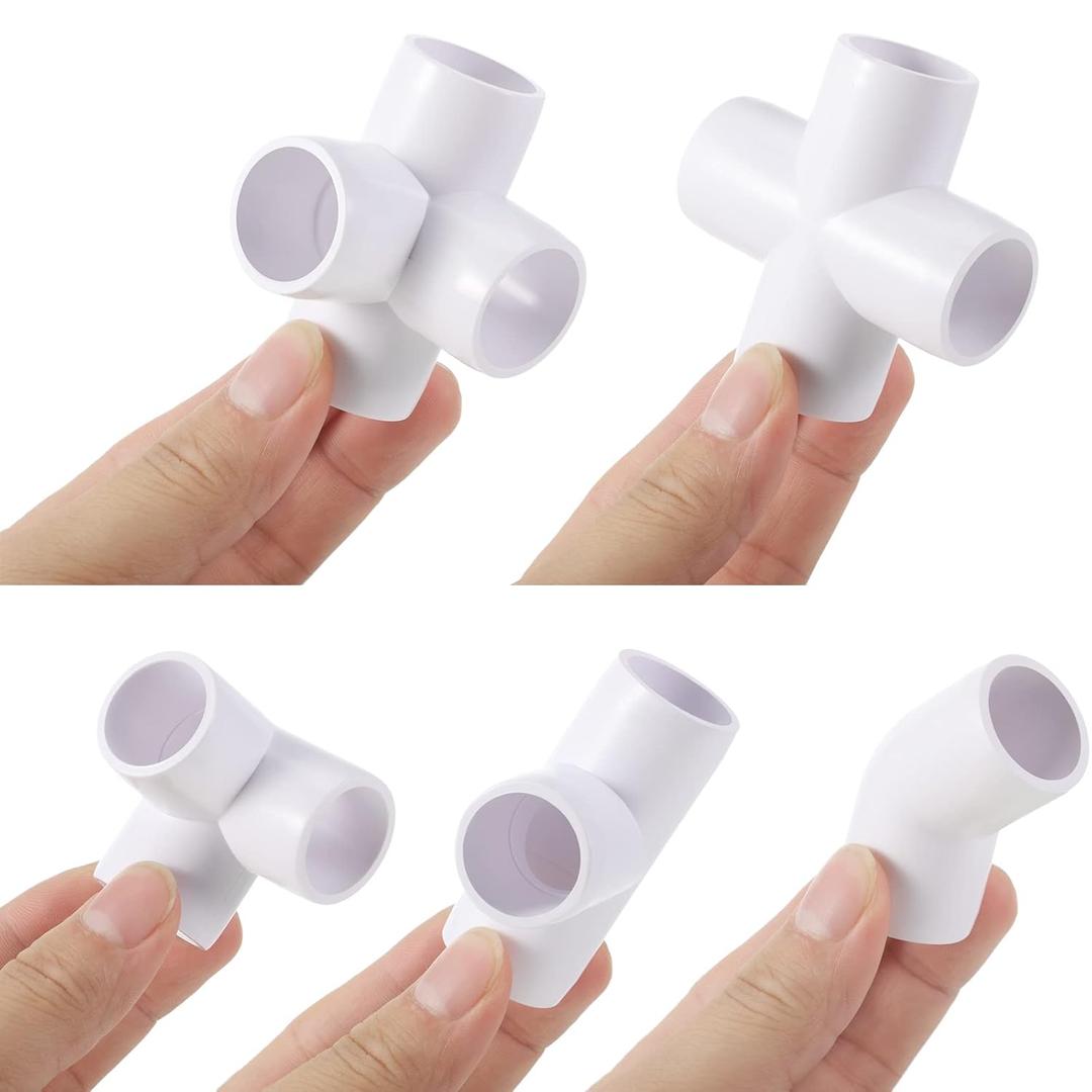 Xuniea 42 Pieces 3/4 Inch PVC Pipe Fittings Elbow Set Tent Connection Tee Heavy Duty PVC Elbow Fittings for Greenhouse Shed Pipe, Furniture Build and More