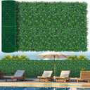 Artificial Boxwood Roll Panels with Flowers,40"x 120"(33.33 sq.ft) UV-Anti Faux Ivy Leaves Privacy Fence Screen Grass Wall Roll Panels for Indoor Home Decor and Outdoor Garden Backyard