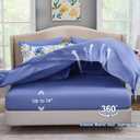 Luxudecor Floral Comforter Set Queen Size 7 Pieces Bed in a Bag, Blue Flower Watercolor Bed Set, Soft Comforter with Sheet Set 90"x90"