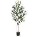 Alupssuc 5ft Olive Tree Artificial Indoor, Fake Tree Potted Faux Olive Trees with Lifelike Fruits and Realistic Leaves, Artificial Plants Indoor Fake Plants for Modern Home Office Living Room Decor