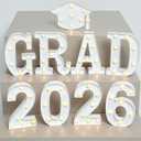 KatchOn, White Light Up 2026 Grad Sign - 8.5 Inch 2026 Light Up Sign Graduation Marquee Letters Class of 2026 Graduation Decorations 2026 Grad Light Up Letters for Graduation Party Supplies
