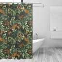 William Morris Style Shower Curtains,Mid Century Vintage Birds Flower Abstract Art Print Shower Curtains for Bathroom Decor Fabric Waterproof Upholstery Hook 72x72in