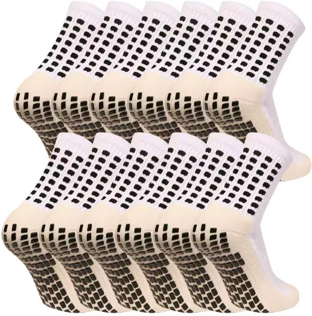 fjberrtsat Men's Socks Soccer Non Skid Ball Football Socks Anti-Slip Athletic Non Slip Pads for Basketball Sports Sock (White)