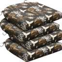 downluxe Outdoor Chair Cushions Set of 3 for Patio Furniture, Water-Resistant Patio Chair Cushions with Ties, High Density Foam Outdoor Seat Cushion, 17" X 16" X 2", Nightbird