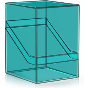 Mlikero Card Deck Cases, Acrylic Commander Deck Box Holding 100+ Sleeved Cards with Dividers, Clear Card Storage Box Fit for MTG, TCG, Sports Cards (Mint Blue)