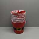 Sliner 8 Pack Empty Christmas Plastic Buckets with Handles Red Santa Belt Round Basket Multi Purpose Container Christmas Decorations Candy Bars Vase Toy Baskets for Christmas Winter