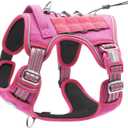 Auroth Tactical Dog Harness for Large Dogs No Pull Adjustable Pet Harness Reflective K9 Working Training Easy Control Pet Vest Military Service Dog Harnesses Rose Red M (M(Neck:16-22", Chest:22-33"), 35-50 lbs)