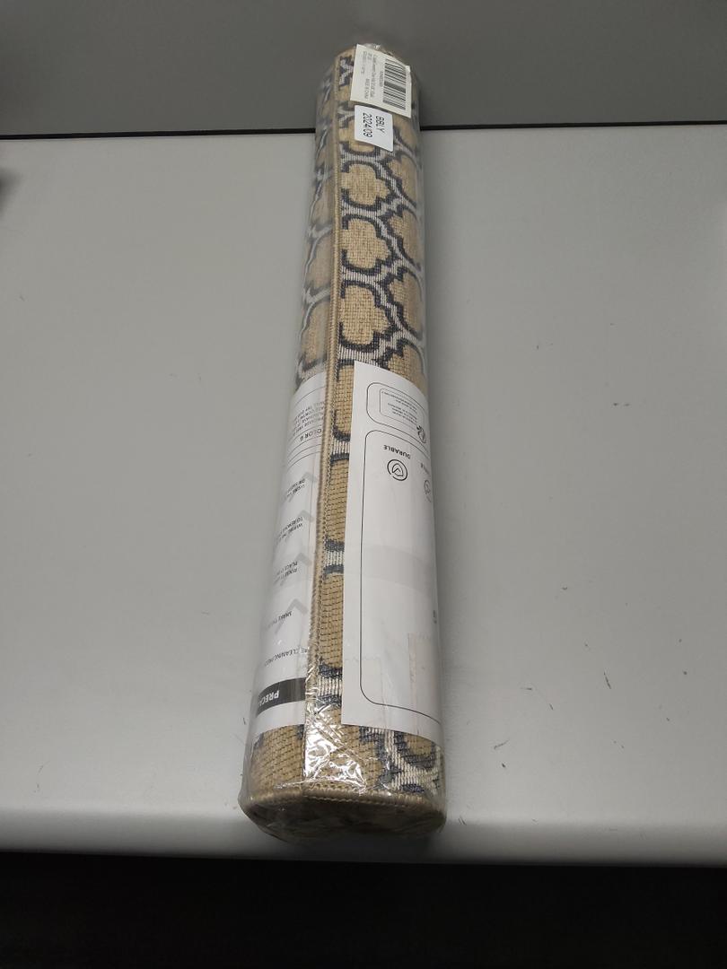 Color & Geometry Thin Indoor Entrance Mats for Home, 17"X29.5" Indoor Mats for Entryway Non Slip Rubber Backed, Dirt Trapper Door Rugs for Entryway Indoor Washable, Dark Khaki (Rolled-up NO Creases)