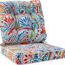 JMGBird Seat/Back Outdoor Chair Cushion Tufted Pillow, Deep Seat Cushion Set 22"x22", Outdoor Cushion for Patio Furniture (Paisley Patten)