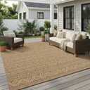 MontVoo-Outdoor Rug-Patio Rug 8x10 Polypropylene Indoor Outdoor Rug Outdoor Carpet for Patio Deck Balcony Porch, Textured Weave, Durable for High Traffic, Fade-Resistant, Boho Farmhouse Neutral Brown