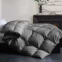 Feather and Down Comforter Insert Full Size, 100% Cotton Cover, All Season Grey Down Feather Duvet Insert, Fluffy Soft Hotel Luxury Bedding for Bedroom, 82 x 86 Inches