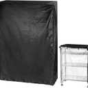 QWORK Storage Shelving Unit Cover, Wire Rack Cover for Shelf 48"x18"x72", 210D Oxford Cloth, Keeps Rack Clean, for Home, Office, Storage, Garage, Black