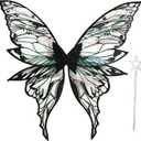 Fairy Wings for Adults Women 31.5"x29.5" Fairy Costume Set Large Butterfly Wings for Halloween Party (Black)