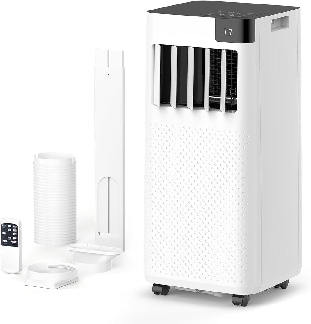 10000 BTU Portable Air Conditioner with Remote - 3-in-1 Cooling, Dehumidifier & Fan - 2-Speed Quiet AC Unit w/ 24H Timer & Easy Install Kit for Bedroom, Office, Room (400 Sq.Ft)