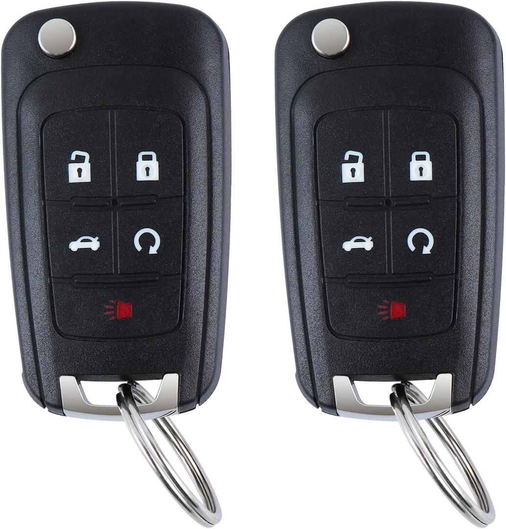 Replacement Flip Remote Fob fit for 2010-2019 Chevy Equinox,2011-2016 Cruze Malibu Camaro Trax /Buick Lacrosse Regal Verano Trunk Car Keyless Entry Uncut Key Fob (FCCID: OHT01060512) Pack of 2