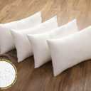 JOJOGOGO 12x20 Outdoor Lumbar Pillow Insert Waterproof Set of 4 Outdoor Lumbar Pillows for Patio Furniture Garden Swing and Front Porch