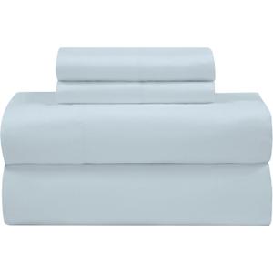 ROYALE LINENS Bamboo Viscose King Sheet Set - Cooling Bed Sheet Set - 1 Fitted, 1 Flat & 2 Pillowcase - Fits Up to 16" - Organic Viscose Derived from Bamboo - Bedding Sheet Set (King, Ballad Blue)