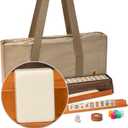 Yellow Mountain Imports American Mahjong Set, Mojave (Ivory) with Brown Soft Case, All-in-One Racks with Pushers, Wright Patterson Scoring Coins, Dice, & Wind Indicator, 21.7 X 10.6 X 3 Inches