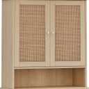 Reettic Rattan Bathroom Wall Cabinet with Doors, Boho Medicine Cabinet with Adjustable Shelf, Over The Toilet Storage Cabinets Organizer for Bathroom, Kitchen, Entryway, Natural 23.6 x 7.9 x 27.6 in