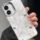 Toycamp for iPhone 16 Case Cute - Women Girly Girls Glitter Phone Cover 16 Kawaii Sparkle Bling Shine Aesthetic Pretty Unique Wave Design Funda for Apple 16, Heart