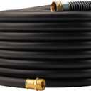Wiseflow Garden Hose 100FT x 5/8", Heavy Duty Rubber Hose, Water Hose with Five Layered Braiding, Male Female Fittings, 1000PSI Burst, 300PSI Working for Yard, Car Wash, Pets (Black)