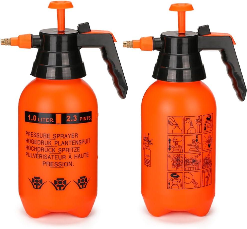MRPAPA Pressurized Hand Sprayer - Multi-Purpose Garden Sprayer Gallon with Adjustable Nozzle (1L-Orange)