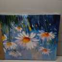 LKY ART Daisy Floral Canvas Wall Art Blue Wildflower Painting Print 20x40in