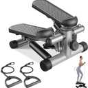Sweetcrispy Mini Stair Steppers with Resistance Bands for Exercise at Home, Portable Exercise Twist Stepper Machine for Full Body Workout, 300LBS Capacity