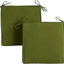 MAGPIE FABRICS Fashions Outdoor 18-inch Square Reversible Seat Cushion with Ties, 2-Pack, Juniper 2 Count
