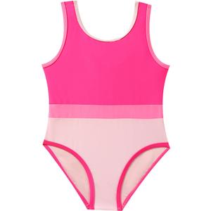 Toddler Girl Swimsuit Candy Color One-Piece Swimwear Girls Color Block Bathing Suit Summer Bikini Set 1-6 Years (2-3T, Hot Pink)
