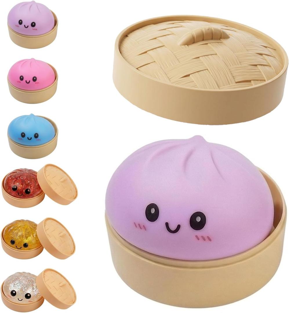 Dumpling Squishy, Dumpling Squishy Mystery Box, Mystery Dumplings Box, Colorful Dumplings Stress Balls Fidget Sensory Toy, Easter Basket Stuffers Party Favors (Purple)