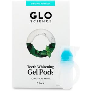 GLO Science Teeth Whitening Gel Pods – Safe, Effective Whitener with Silicon Brush, 6% Hydrogen Peroxide – Fastest Way to Whiter Teeth, Sensitivity Free – Mint Flavor (Pack of 4)
