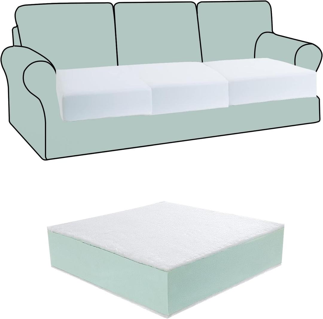 HOMBYS Couch Cushion Replacement Wrapped with Polyester Batting, High Density Couch Cushions Inserts with Dacron Fiber Layer,Upholstery Cushion Padding with Removable Cover,6 inch Thick,24"x27"