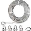 Fologtoo 1/2" Stainless Steel Cable, 25FT, 7x19 Strand Heavy-Duty Wire Rope Cable, 23000lbs Breaking Strength Steel Cable for Zipline, Winch Cable, Boats Lifting & Hoisting