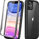 Diaclara Compatible with iPhone 11 Case, Full Body Rugged with Built-in Touch Sensitive Anti-Scratch Screen Protector, Soft TPU Bumper Case Clear Compatible with iPhone 11 6.1" (Black and Clear)