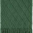 BOURINA Green Throw Blanket 50x60 Inches Throw Textured Solid Soft Sofa Couch Decorative Knit Blanket