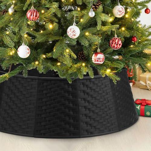 Black Tree Collar Christmas Tree Collar - 28 inch Tree Base Cover Plastic Tree Ring Xmas Ornament for Christmas New Year Party Gifts Festival Holiday Decoration